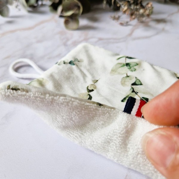 Éponge lavable Herbier – Motif végétal et face en Tencel douce et absorbante