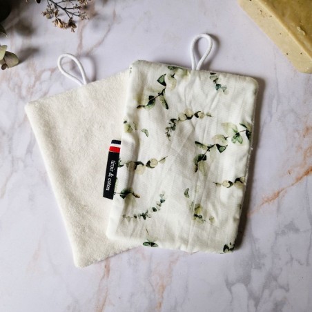 Éponge lavable Herbier – Motif végétal et face en Tencel douce et absorbante