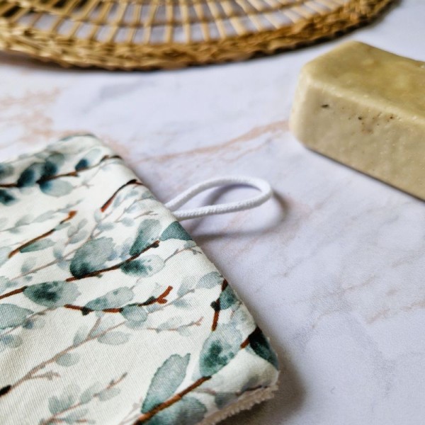 Éponge lavable Eucalyptus – Motif végétal et face douce et absorbante 100 % coton