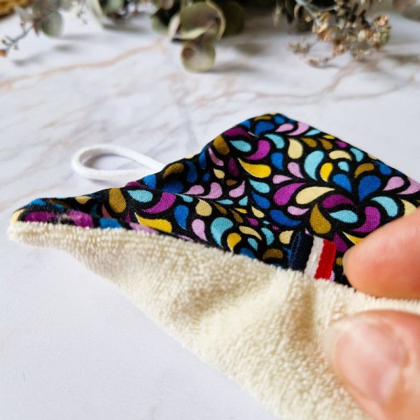 Éponge lavable Rosace – Face décorative colorée et face douce en éponge de coton