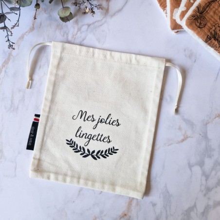 Pochon 100 % coton pour ranger et protéger jusqu’à 7 lingettes lavables