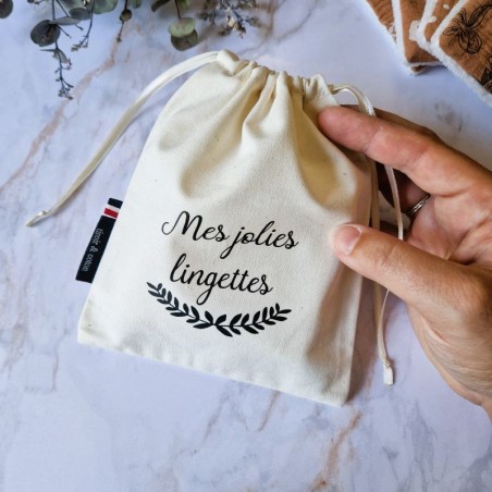 Pochon à liens coulissants pour transporter facilement ses lingettes lavables